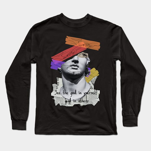 David Michelangelo Broken Face Long Sleeve T-Shirt by TrendsCollection